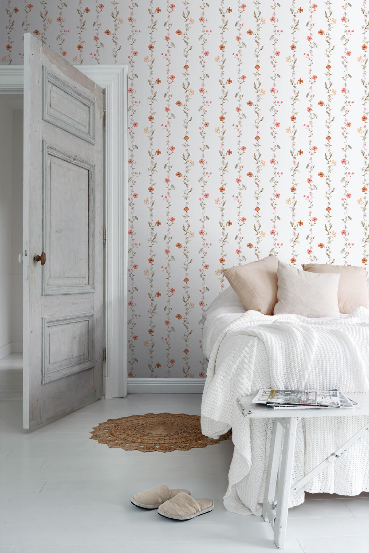 TAPETE Blumen 53 cm x 10 m - Orange, Papier (53/1000cm) - Sanders & Sanders