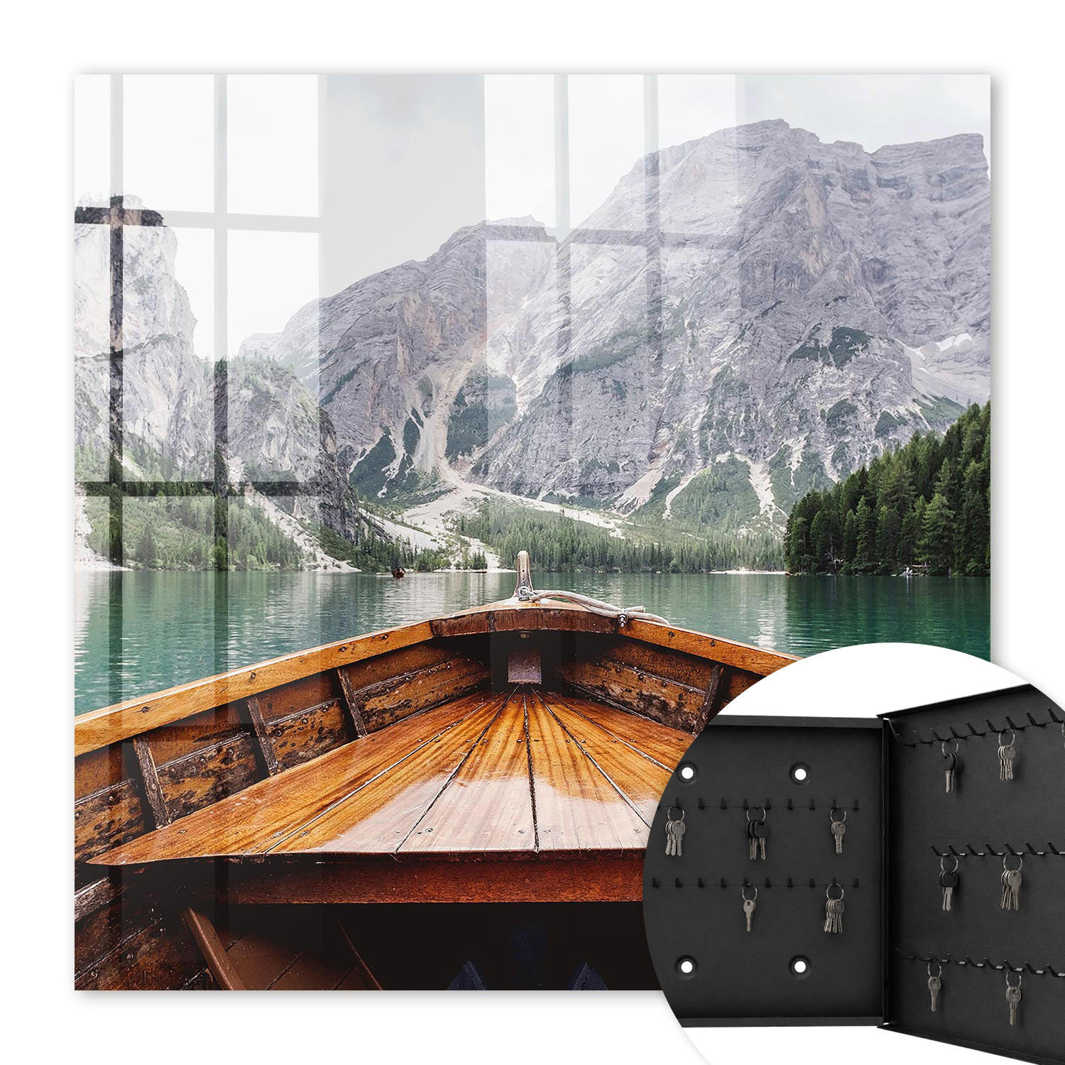 SCHLÜSSELBOX Schwarz 30x30 cm- Türöffnung nach rechts - Bergsee - Türkis, Metall (30/30/5cm) - TULUP
