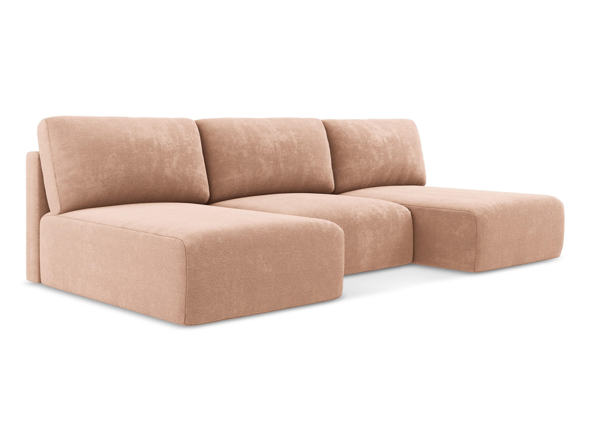 WOHNLANDSCHAFT Chenille Stoff Pink - Pink/Koralle, Kunststoff/Textil (304/79/149cm) - Makamii