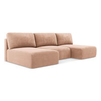 WOHNLANDSCHAFT Chenille Stoff Pink - Pink/Koralle, Kunststoff/Textil (304/79/149cm) - Makamii
