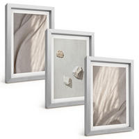 BILDER SET 3er Set - 20x30 cm Silberner Rahmen - Nahaufnahmen der Struktur im Boho-Stil - Silberfarben, Kunststoff (20/30cm) - TULUP