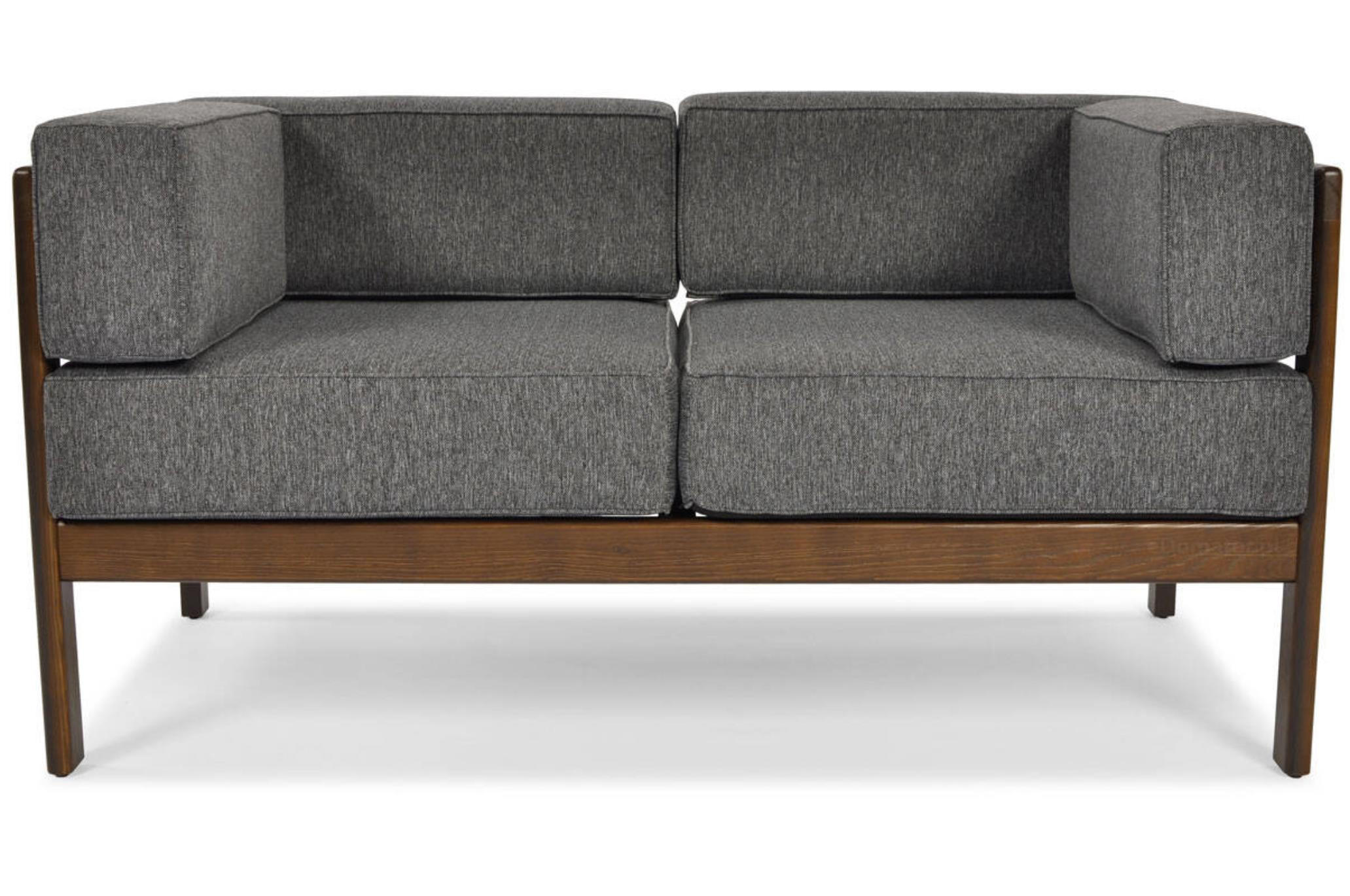 GARTENSOFA Eden Graphit, mit Braun Gestell, Zweisitzer Sofa - Graphitfarben/Braun, Holzwerkstoff (137/72/77cm) - Bettso