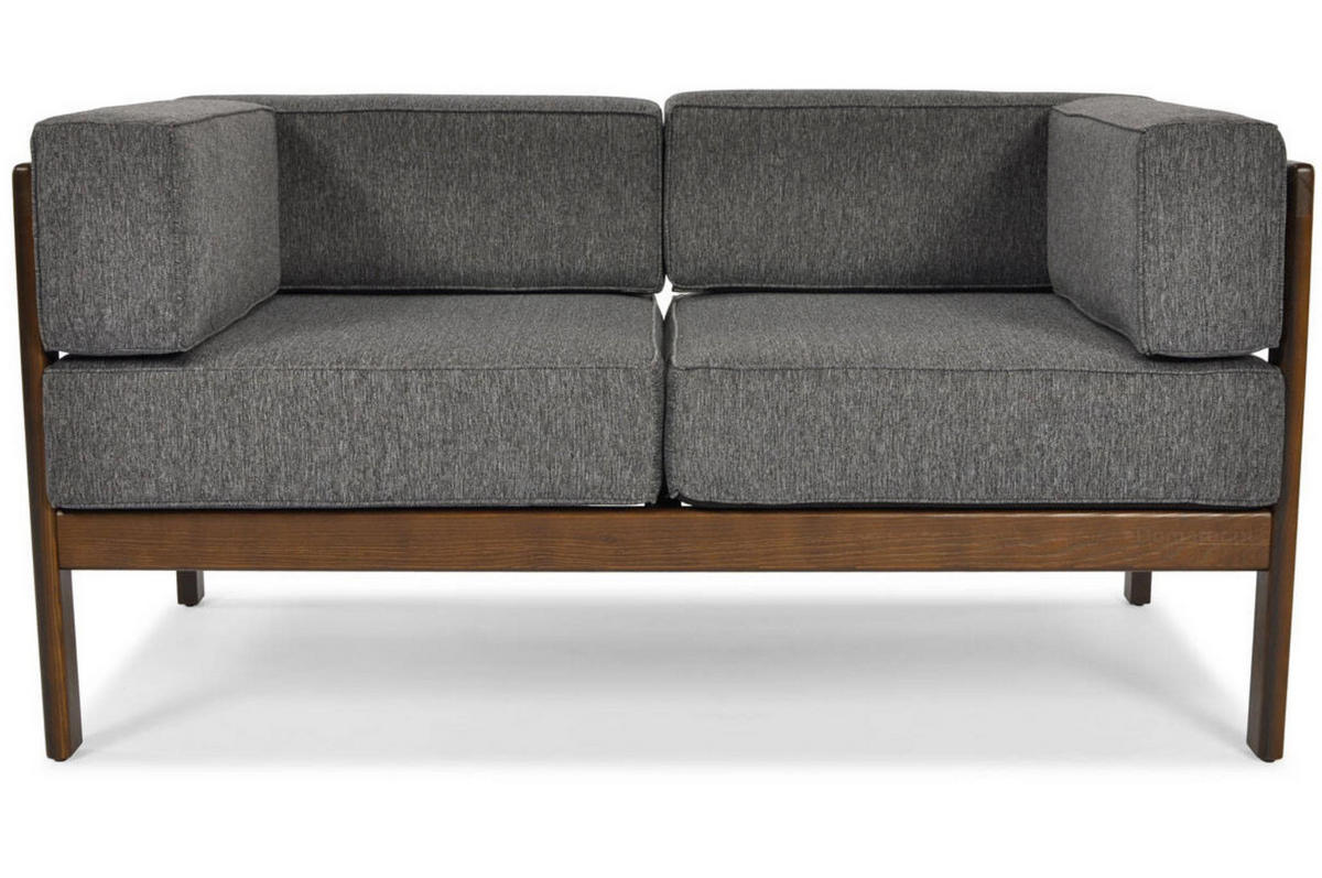 GARTENSOFA Eden Graphit, mit Braun Gestell, Zweisitzer Sofa - Graphitfarben/Braun, Holzwerkstoff (137/72/77cm) - Bettso