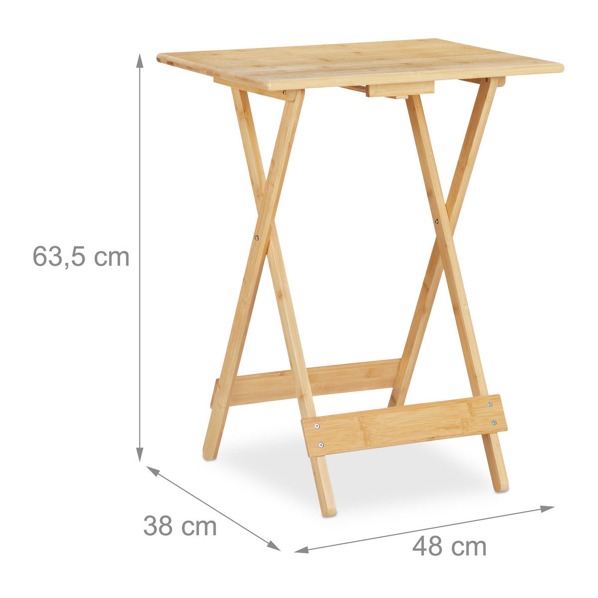 KLAPPTISCH - Hellbraun, Holz (38/48/63.5cm) - Relaxdays
