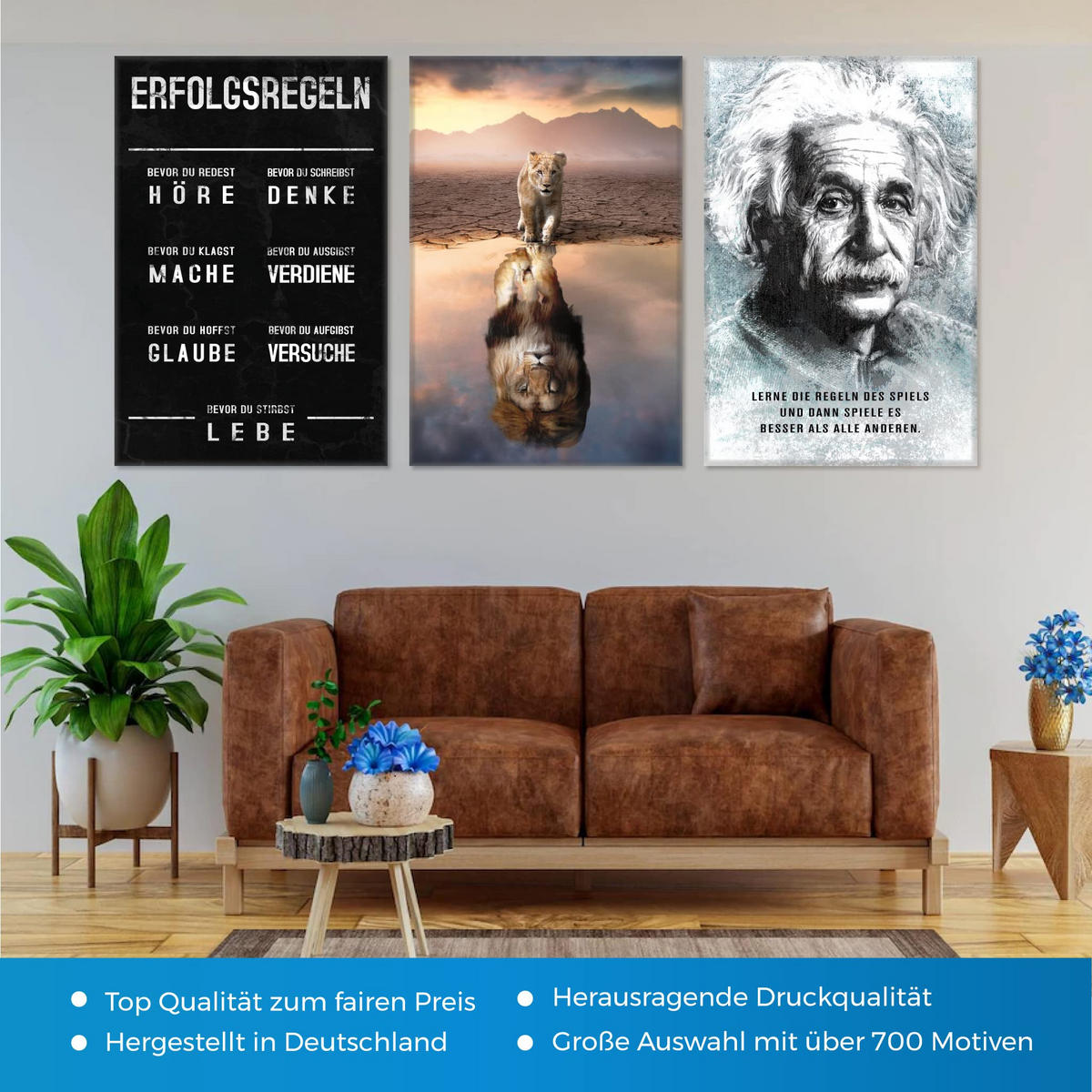 WANDBILD XXL "Think Big" - 30 x 40 cm - Weiß, Textil (30/40cm) - Hustling Sharks