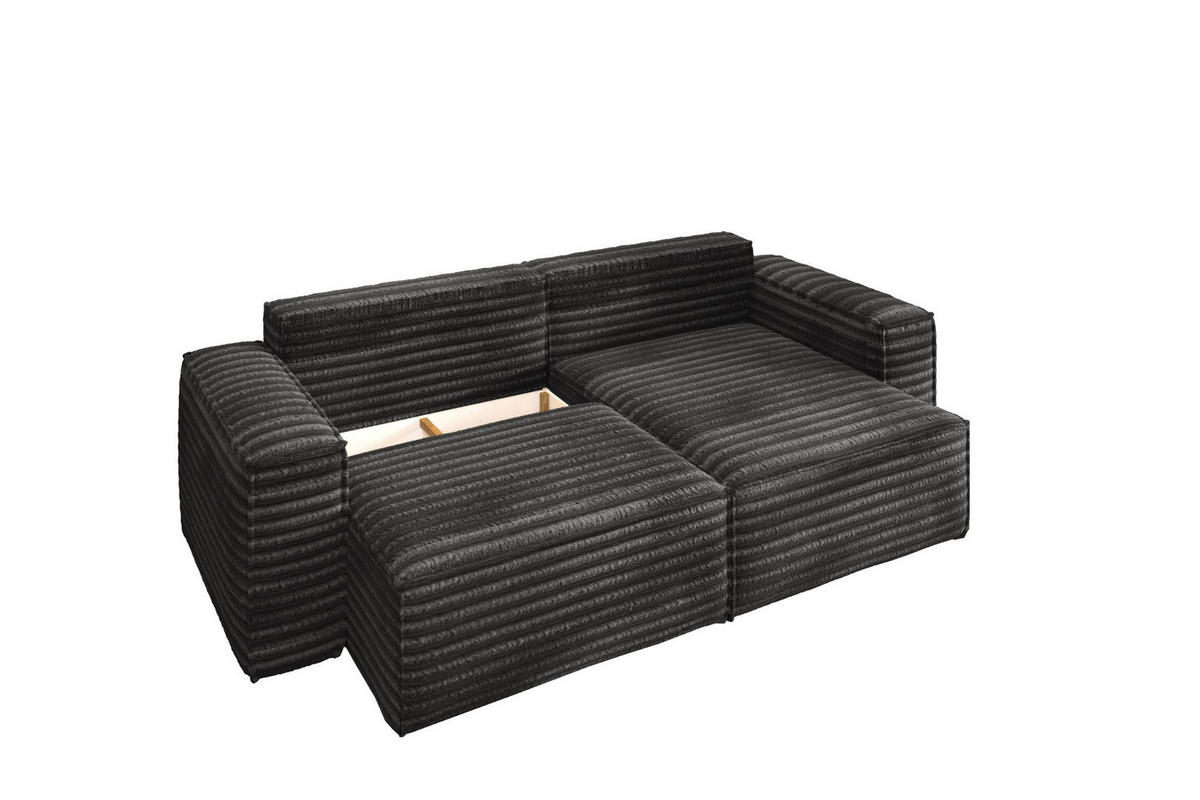 ECKSCHLAFSOFA Bohoo-Ecksofa mit Schlaffunktion stoff Velo Dunkelgrau Rechts - Dunkelgrau, Holz/Textil (248/140cm) - Kaiser Möbel