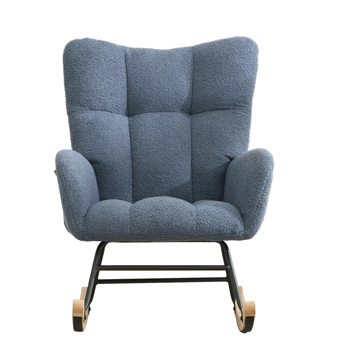 SCHAUKELSTUHL mit Seitentasche und hoher Rückenlehne, Teddy, Navy - Blau, Textil (65/90/77cm) - Kaket