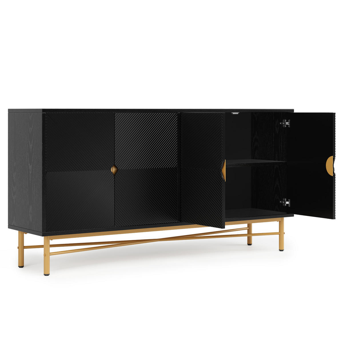 SIDEBOARD in Schwarz 160x40x82 cm mit 4 Türen und Soft-Close-Funktion - Schwarz, Holzwerkstoff (40/82/160cm) - IVMEU