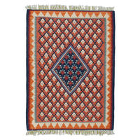HANDWEBTEPPICH Kelim Senneh Rot 85/62 cm Schurwolle - Rot, Textil (62/85cm) - Looma