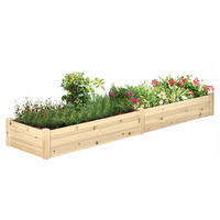 HOCHBEET DE-12241 rechteckig 244/61,5/27 cm mit Drainage Natur - Beige, Holz (242/27/61.5cm) - ComfortXL