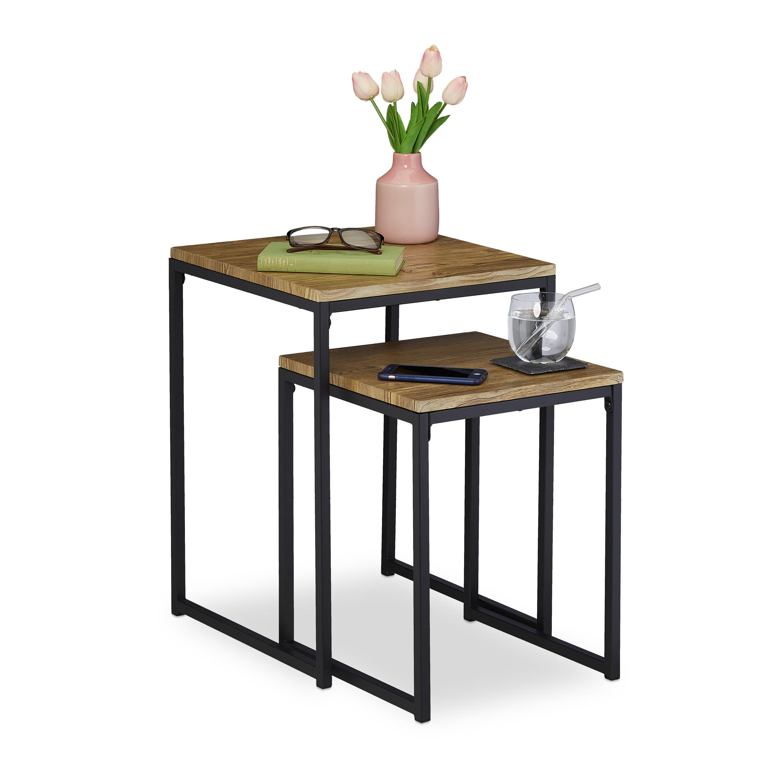 2XBEISTELLTISCH - Multicolor, Holzwerkstoff/Kunststoff (40/40/54cm) - Relaxdays