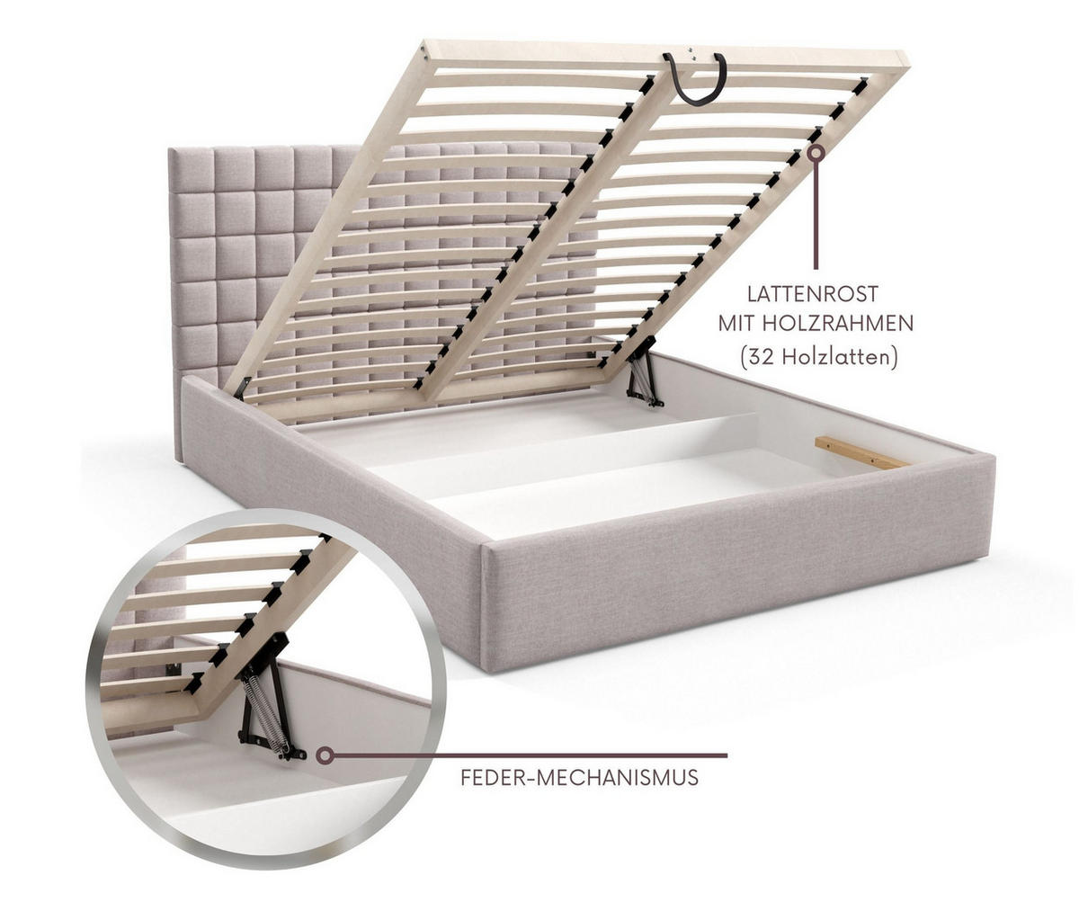 POLSTERBETT BEZA III - Dunkelbeige - Beige, Holz/Textil (180/200cm) - AN-Moebel 4u