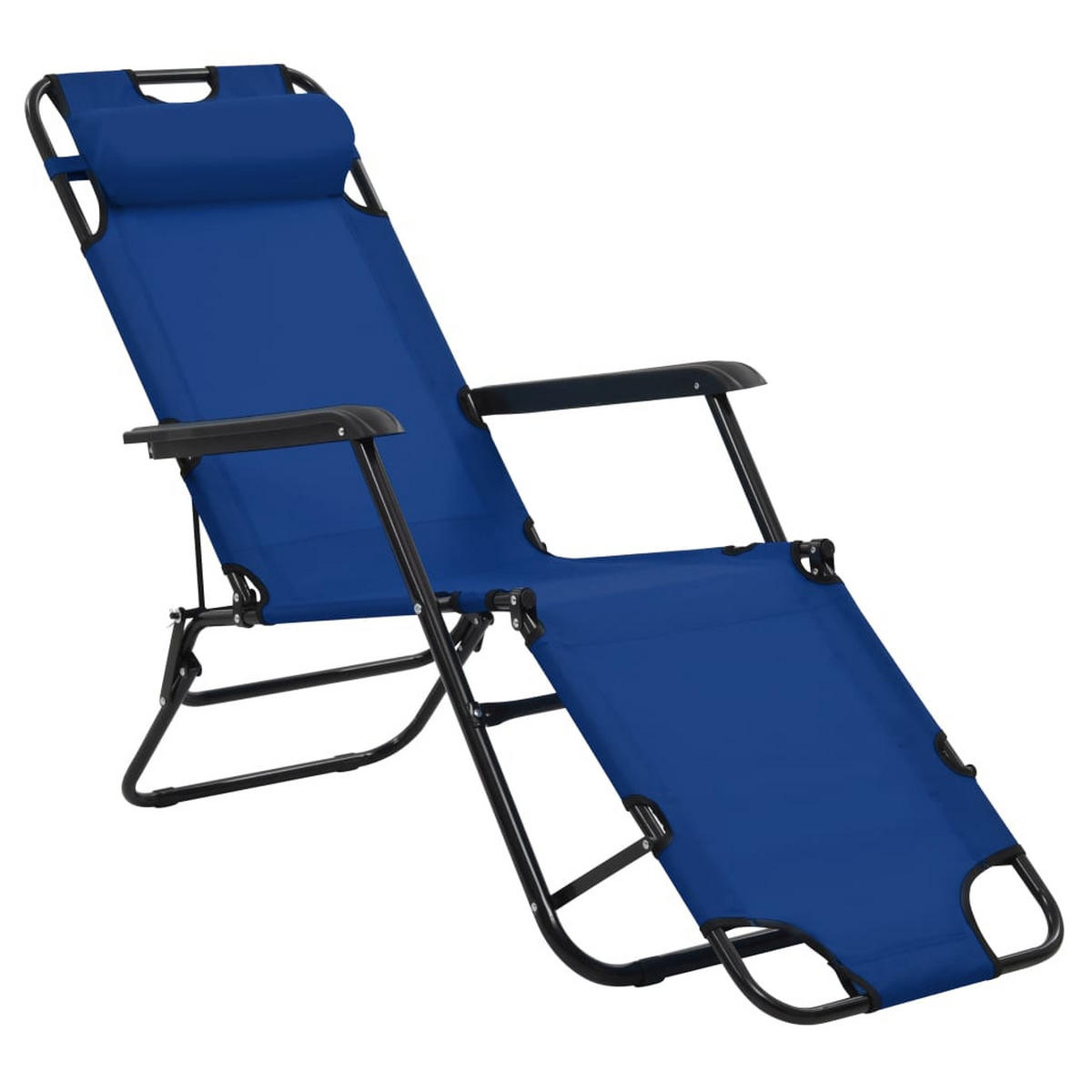 KLAPPBARE Sonnenliegen 2 Stk. mit Fußablage Blau - Blau, Textil (61/89/138cm) - furnicato