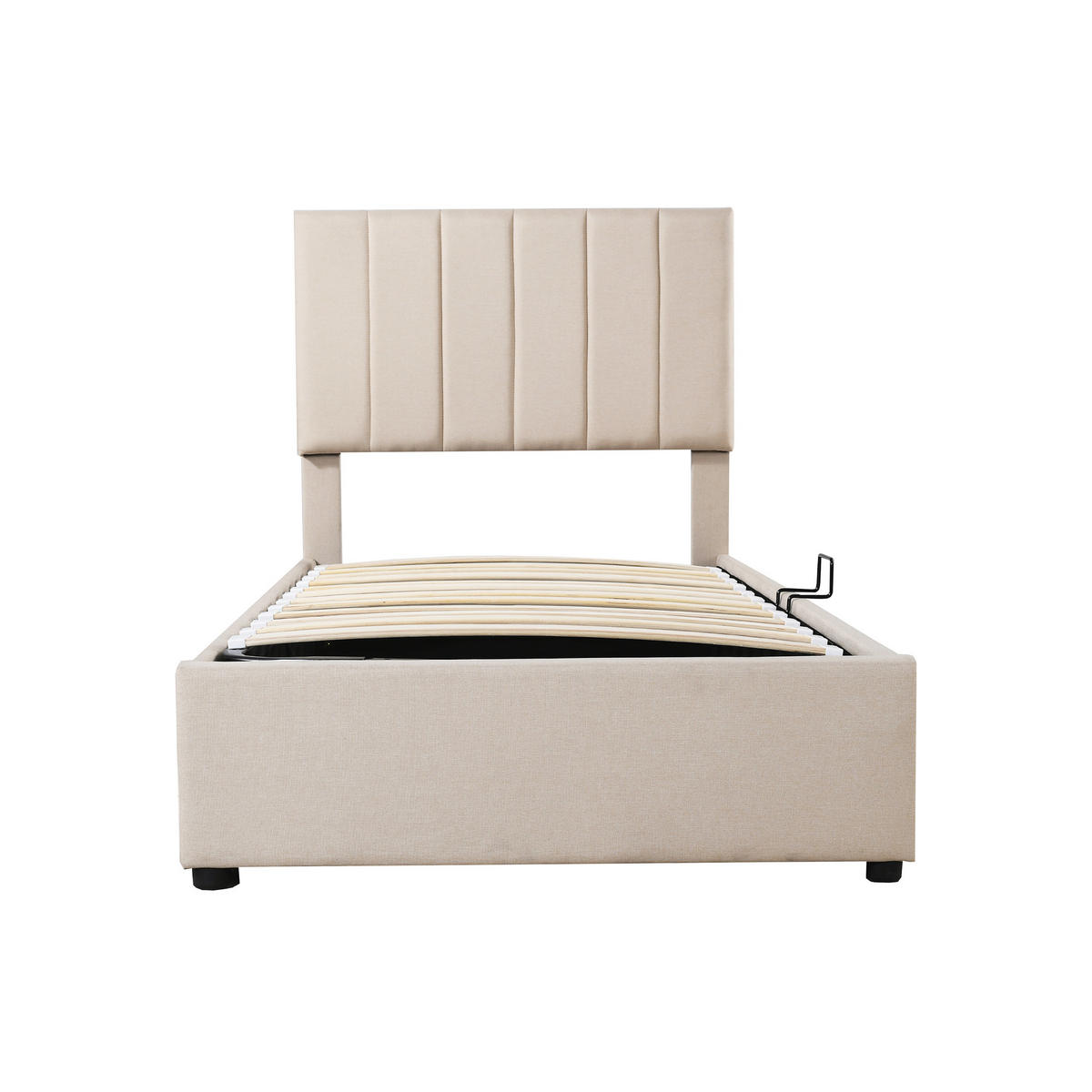 KINDERBETT mit hydraulischem Stauraum 90x200 cm Beige - Beige, Metall (90/200cm) - Meubliv