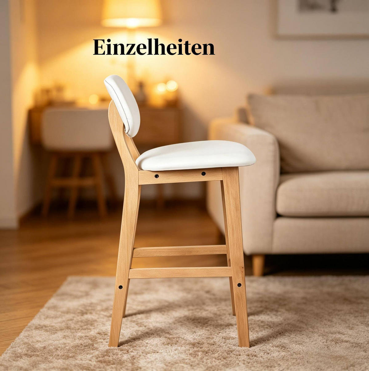 BARHOCKER 2er-Set Weiß mit Rückenlehne aus Kunstleder und Massivholz - Weiß, Holz (37.5/91.5/43cm) - MIVRAY