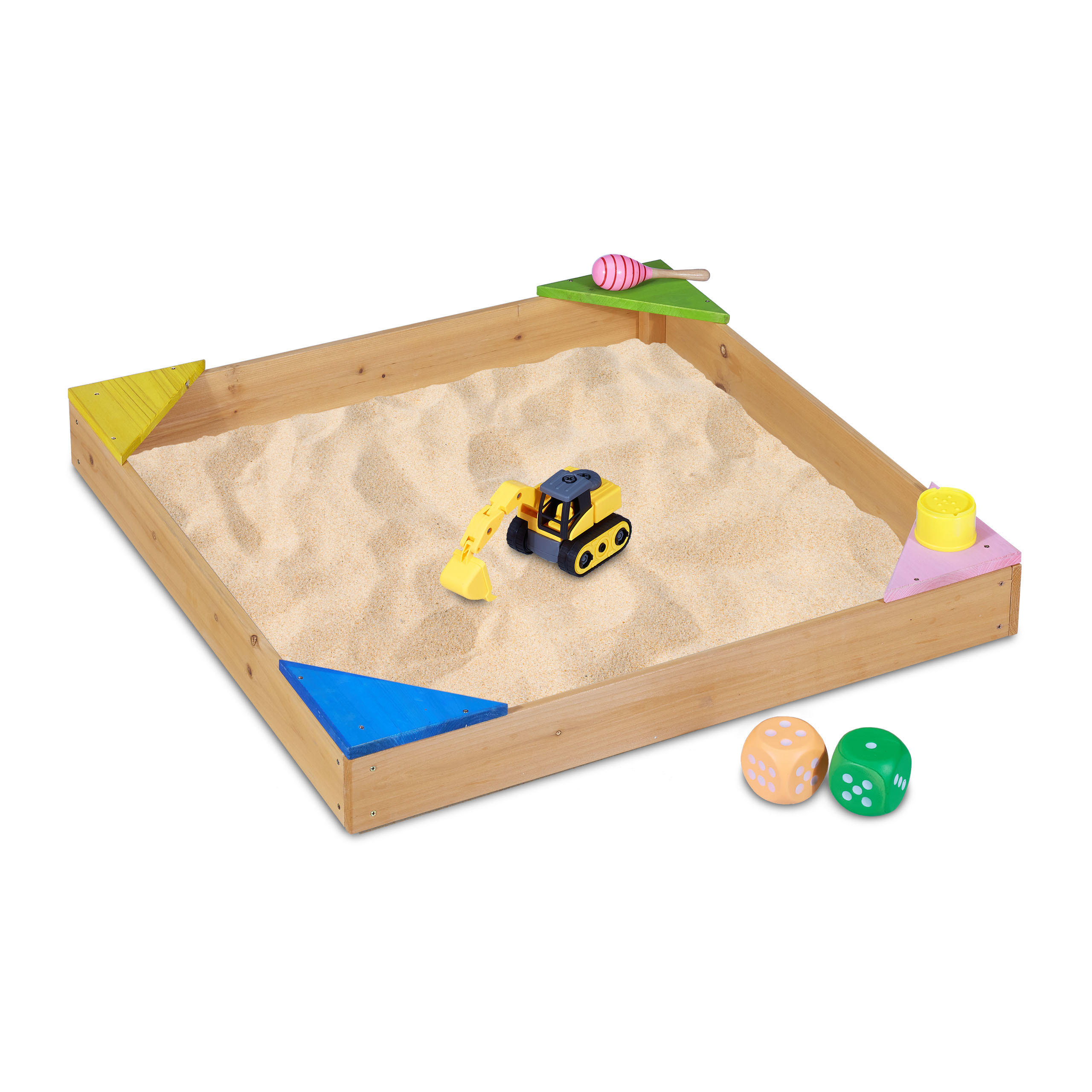 SANDKASTEN - Hellbraun, Holz (90/90/11.5cm) - Relaxdays