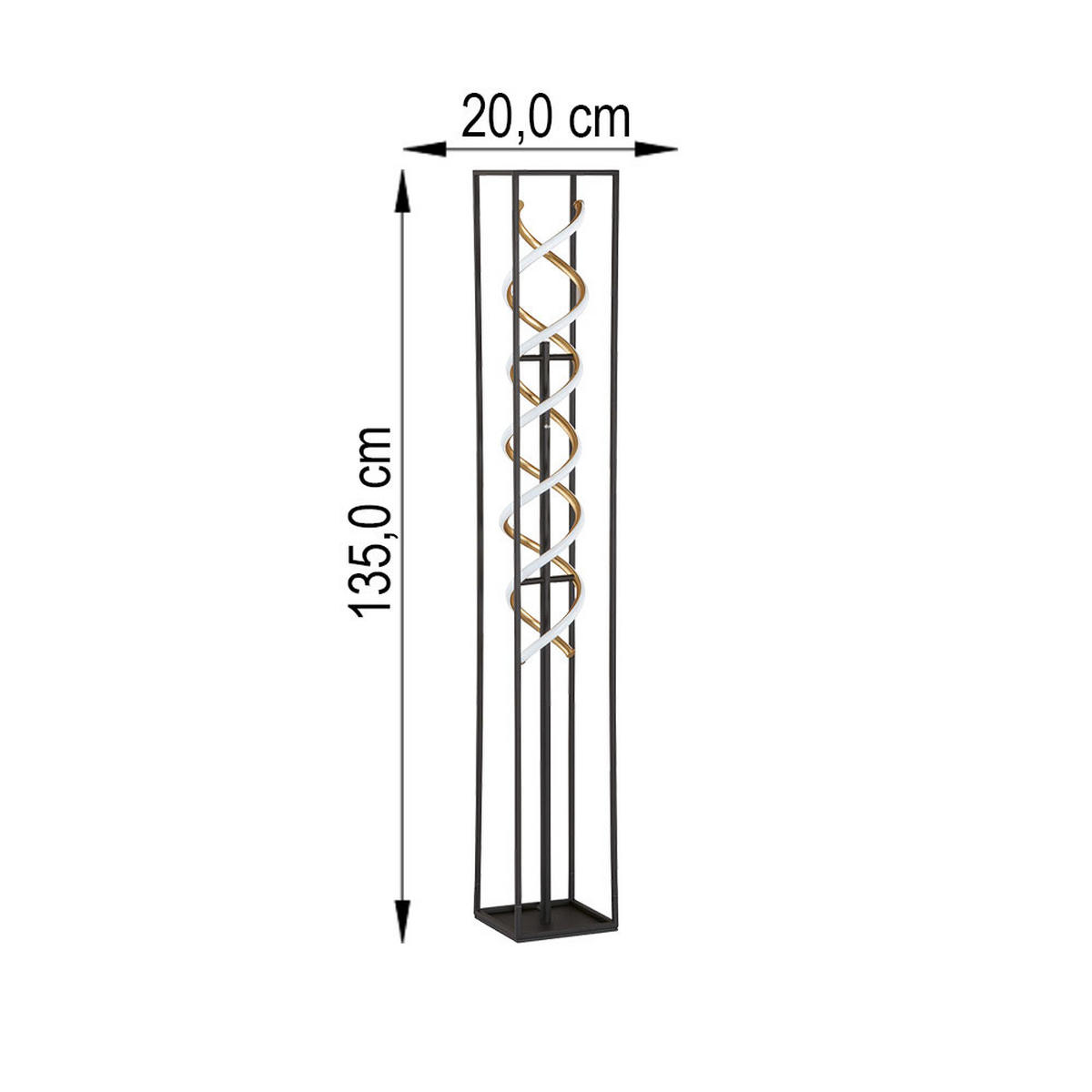 LED STEHLEUCHTE GIAN Schwarz Gold - Schwarz, Metall (20/20/135cm)