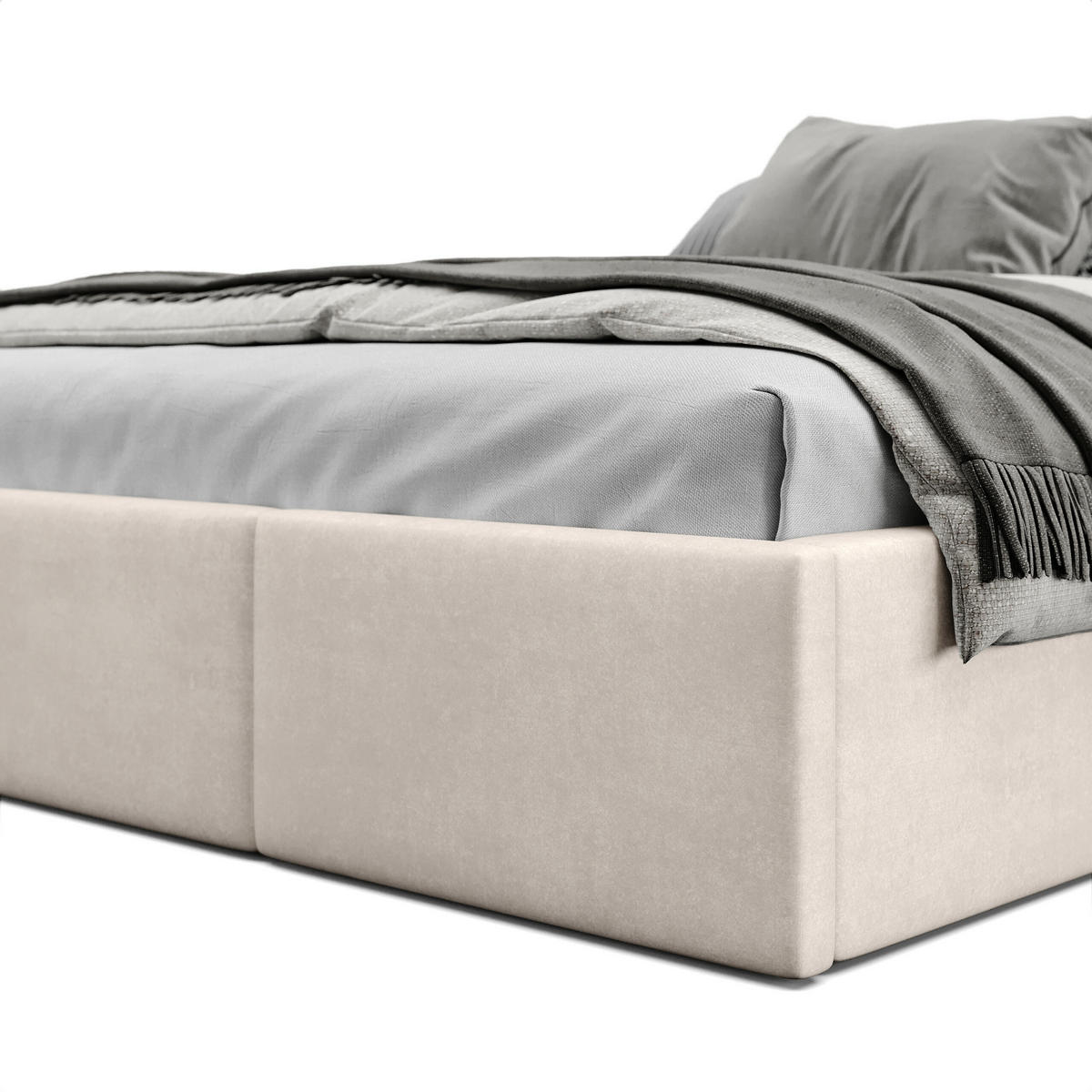 POLSTERBETT für Schlafzimmer Bett mit Stauraum Creme 180x200cm - Creme, Holzwerkstoff/Textil (180/200cm) - Muralo