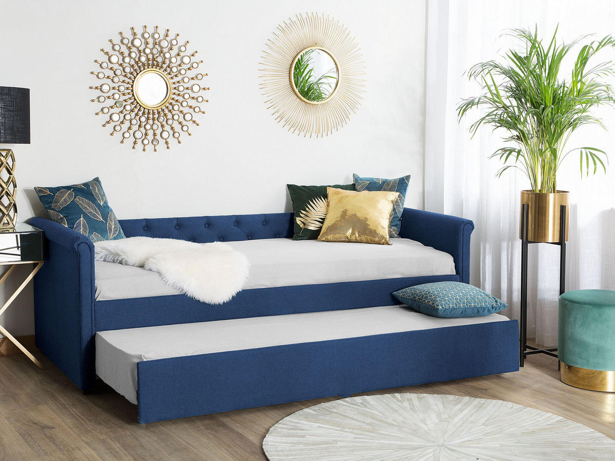 TAGESBETT 80/200cm Marineblau Libourne - Blau, Textil (80/200cm) - Beliani