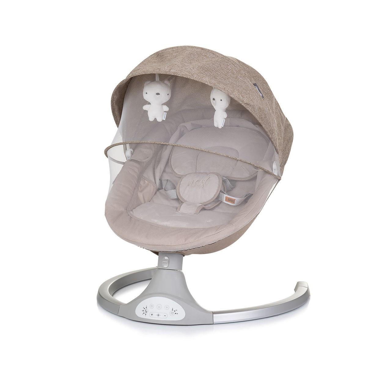 BABYWIPPE Nest beige Moskitonetz, Fernbedienung, 5 Schaukelgeschwindigkeiten, Kopfkissen - Beige, Metall - Chipolino