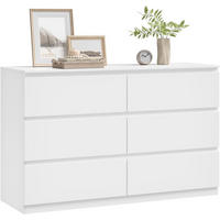 KOMMODE 6 Schubladen Holzwerkstoff 120/40/75 cm Weiß - Weiß, Holzwerkstoff (40/75/120cm) - Woltu