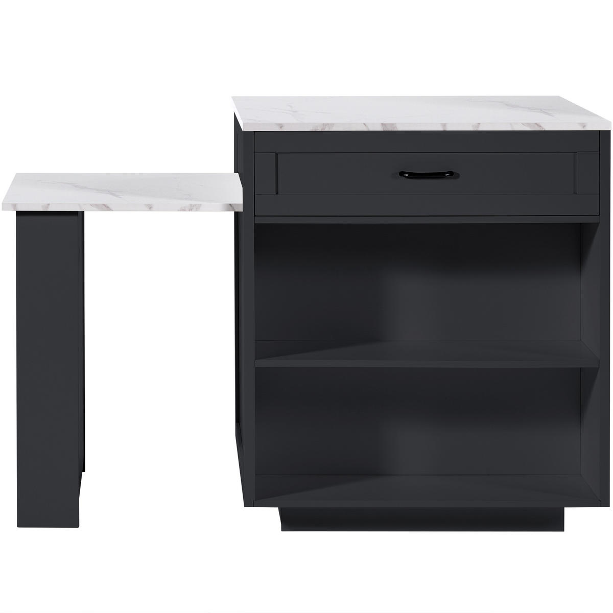 BARTISCH 133-202/70/93,5 cm in Schwarz mit Stauraum und ausziehbarer Tischplatte - Schwarz, Holzwerkstoff (133/70/93.5cm) - BEAOK
