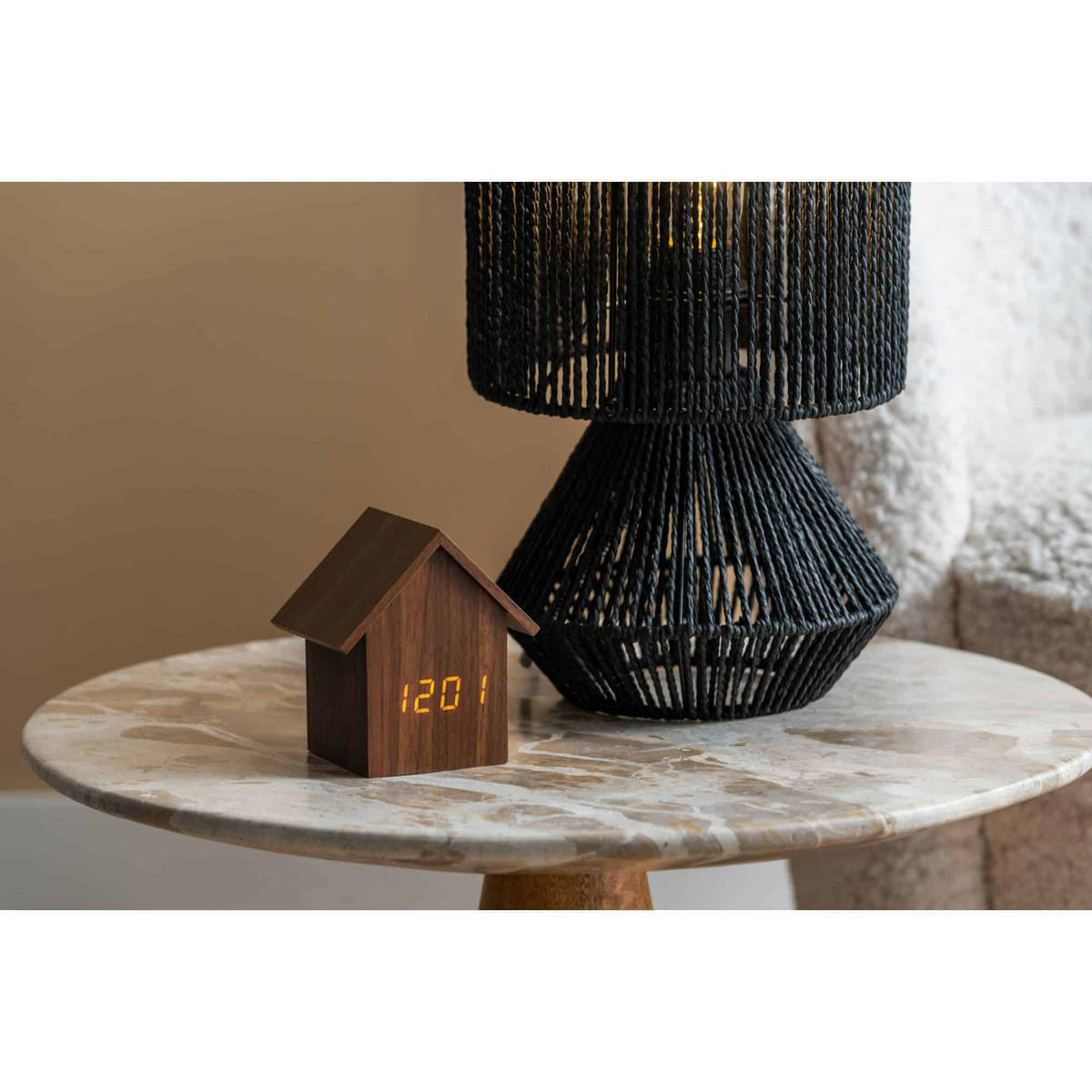TISCHLAMPE Forma 20/20/30 cm - Schwarz, Naturmaterialien (20/20/30cm) - Leitmotiv