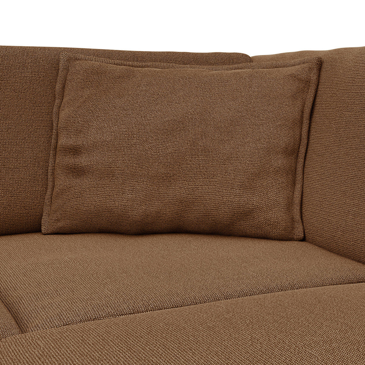 ECKSOFA mit Ottomane - Schwarz/Haselnussfarben, Kunststoff/Textil (328/272cm) - home24