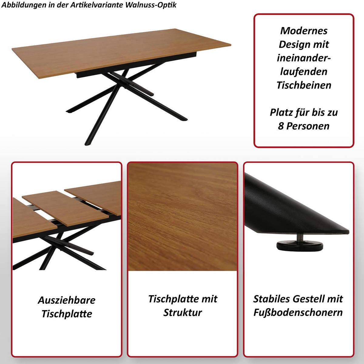 ESSZIMMERTISCH rechteck Schwarz - Schwarz, Metall (90/200/77cm) - MCW