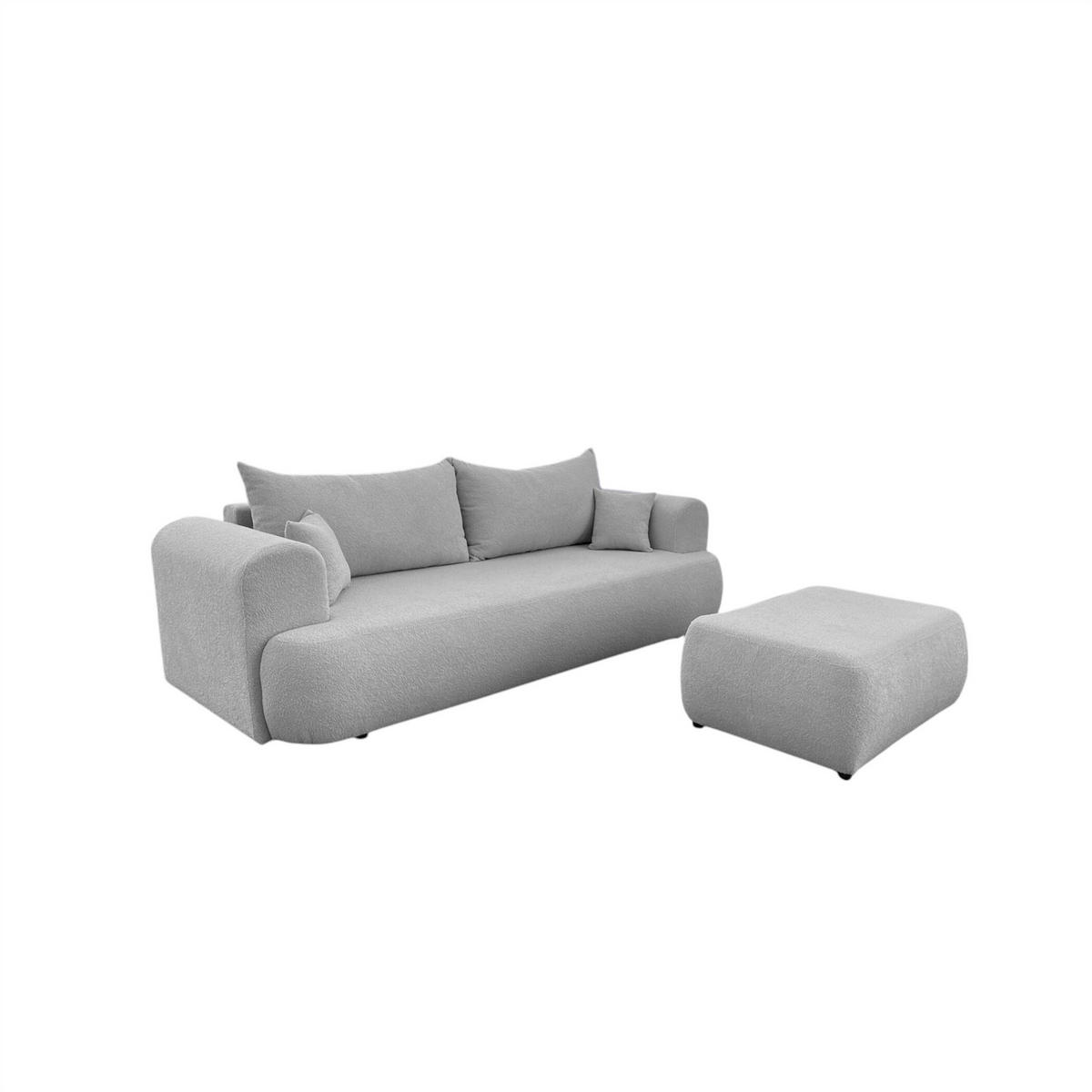 SCHLAFSOFA Anike Inkl. Polsterhocker - Grau, Holzwerkstoff/Textil (240/78/110cm) - Fun Möbel