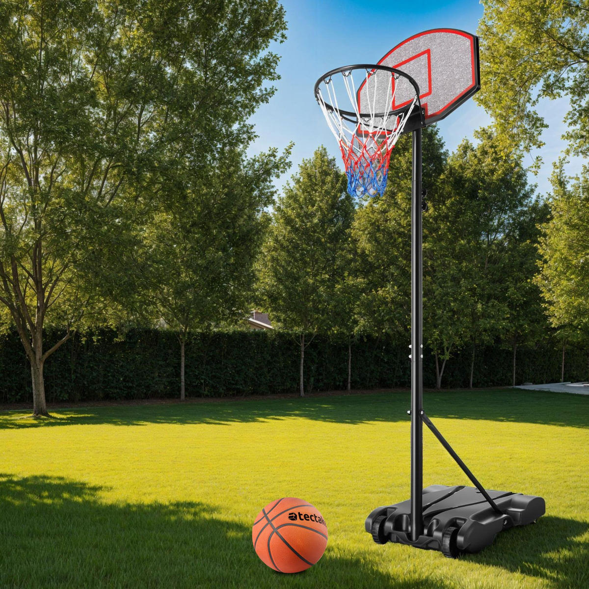 BASKETBALLKORB Harlem,rollbar,schwarz - Schwarz, Metall (71/122cm) - tectake