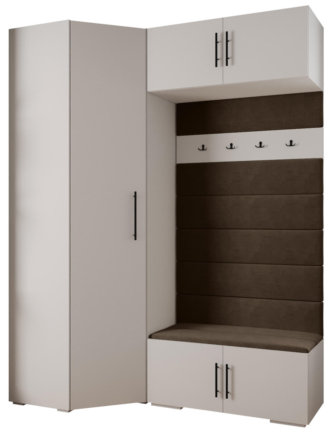 Abiks Möbel Garderoben-Set Weiß, Braun, Schwarz 181.7x236.7x47 cm