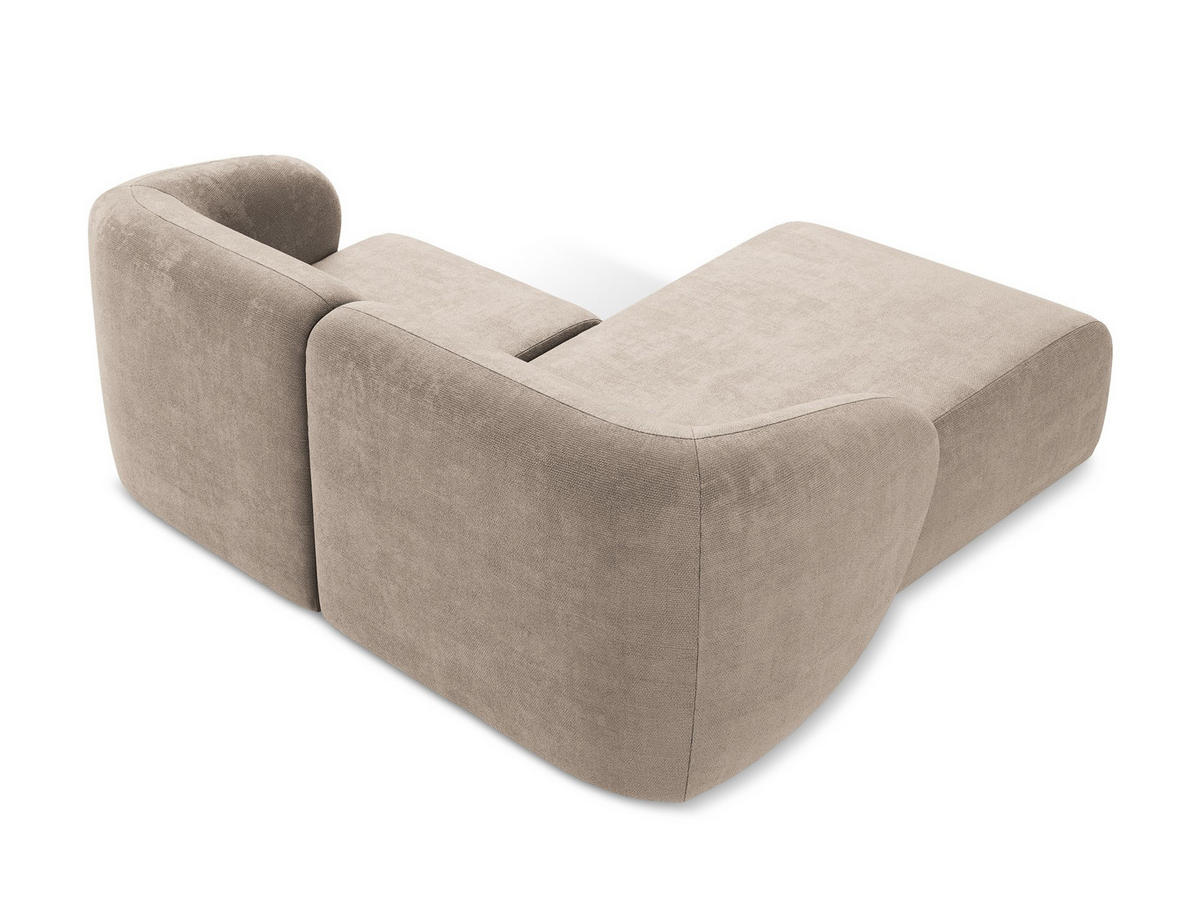ECKSOFA Links Chenille Stoff Beige - Schwarz/Cappuccino, Holzwerkstoff/Kunststoff (178/166cm) - Makamii