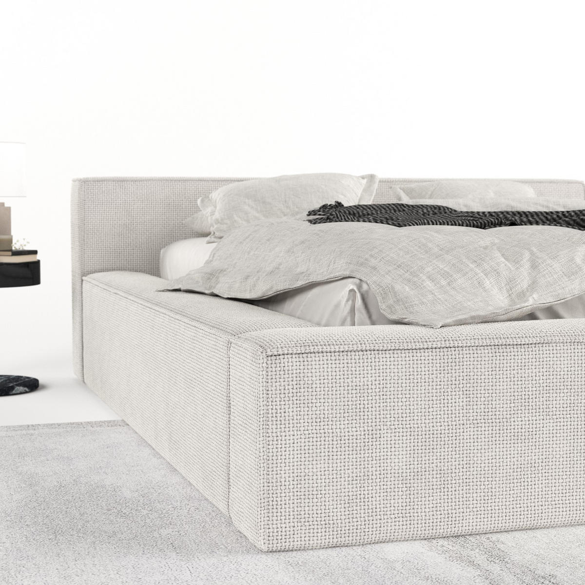POLSTERBETT Casto mit Stauraum 140/200 cm Creme im Bonita Stoff - Creme/Schwarz, Holz/Holzwerkstoff (140/200cm) - AltaBeds
