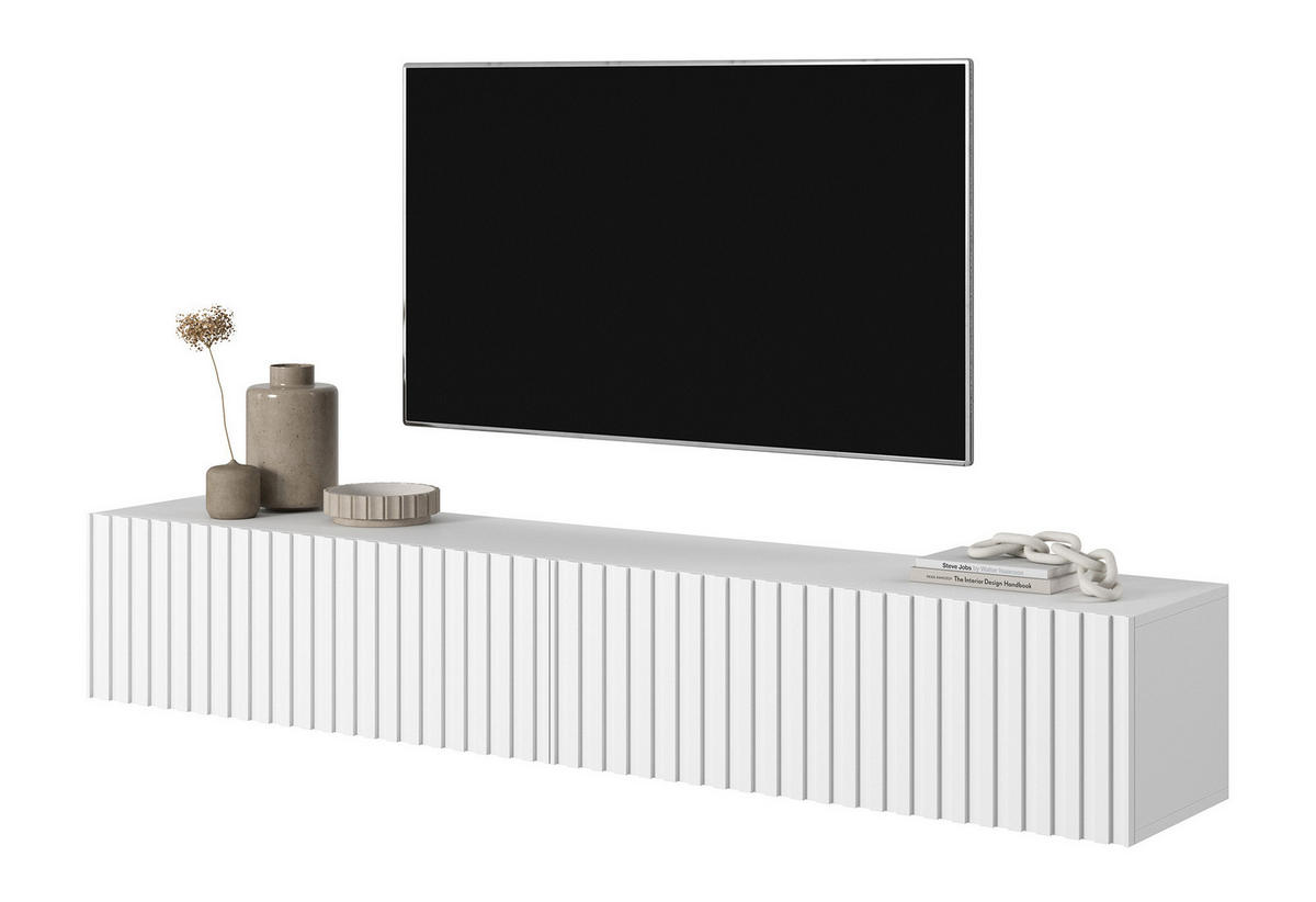 TV-HÄNGEBOARD Telire weiß mit Lamellenfronten, 175 cm - Weiß, Holzwerkstoff (175/30/31.6cm) - Selsey