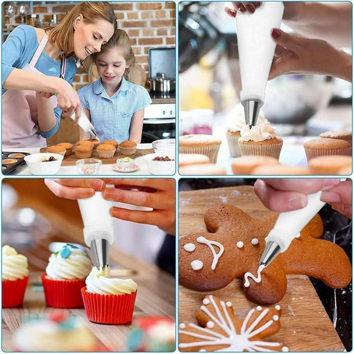SPRITZBEUTEL Set 14-teilig für Kuchen und Torten - Weiß, Kunststoff (15/1/30cm)