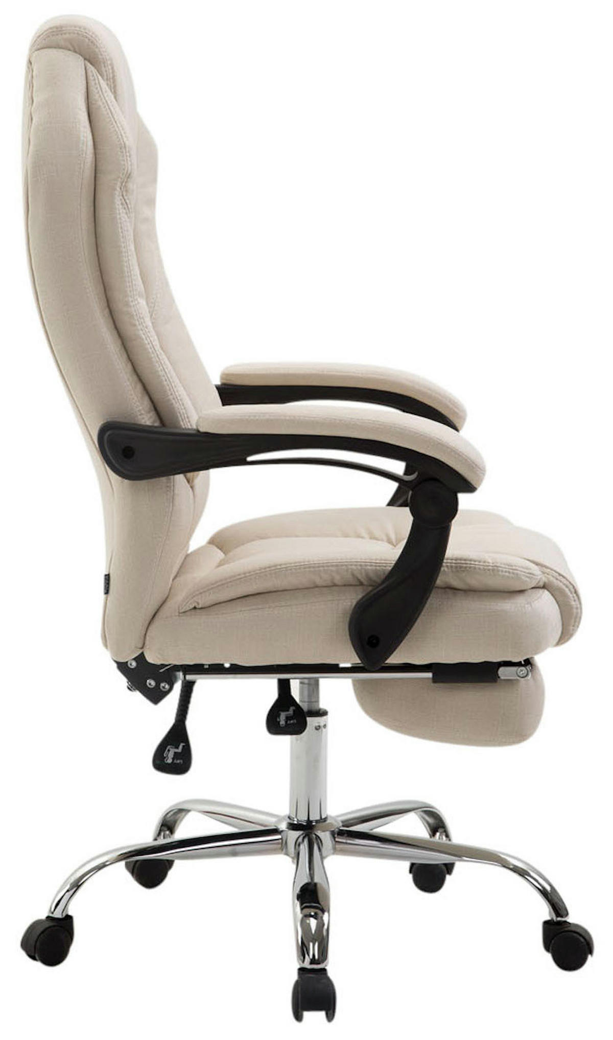 BÜROSTUHL MEDHA Stoff 114x67x64 Creme Stoff Metall - Creme, Textil/Metall (67/114/64cm) - DELUKE