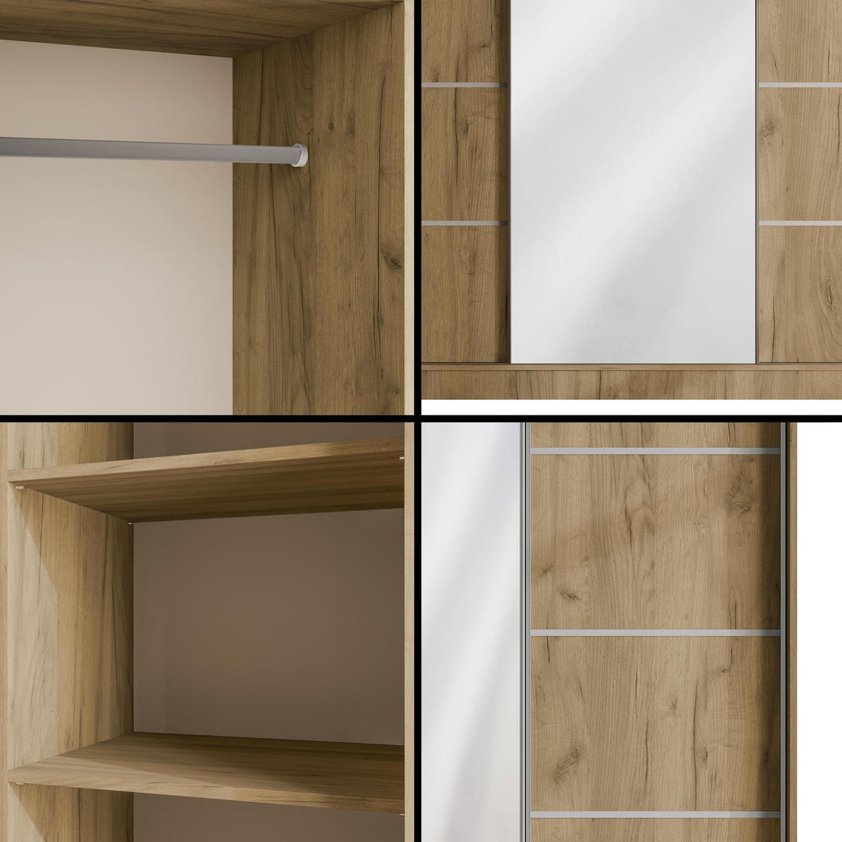 KLEIDERSCHRANK PAOKI - 250 cm - Braun - Braun, Holzwerkstoff (250/215/61cm) - ALTDECOR
