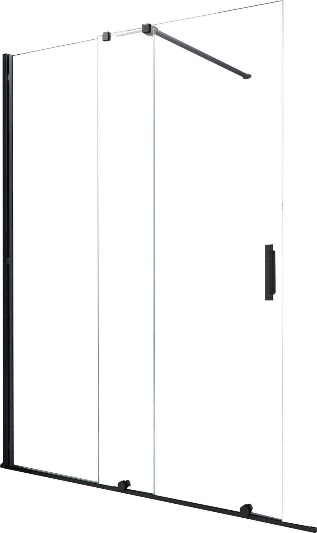 SCHIEBETÜR-DUSCHWAND TRAVERSO Schwarz 120 x 200 cm schwarze Ausführung 8 mm ESG - Schwarz, Glas (120/200cm) - Glasdeals