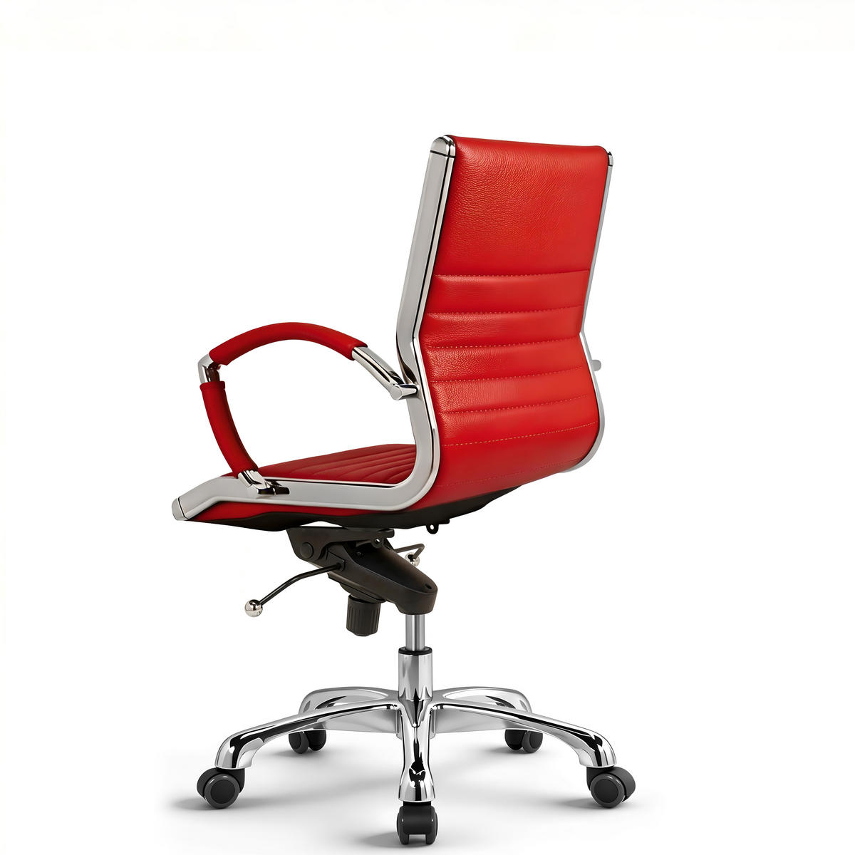 DREHSTUHL Montreal Echtleder Rot – ergonomisch, 150 kg belastbar, Sitzhöhe 46-54cm - Rot, Leder/Metall (60/97/60cm) - Versee