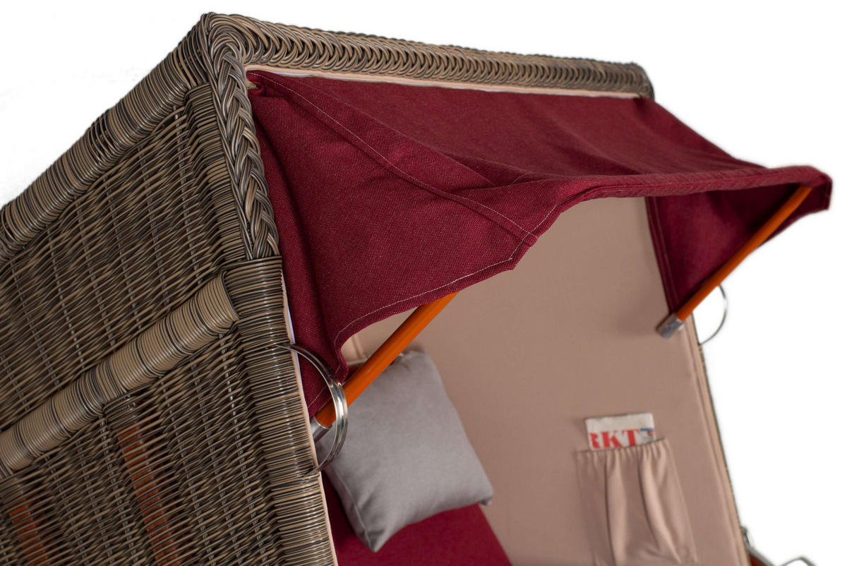 STRANDKORB Seeblick 2 Sitzer Mahagoni - Rot/Braun, Metall (125/170/80cm) - Mr. Deko