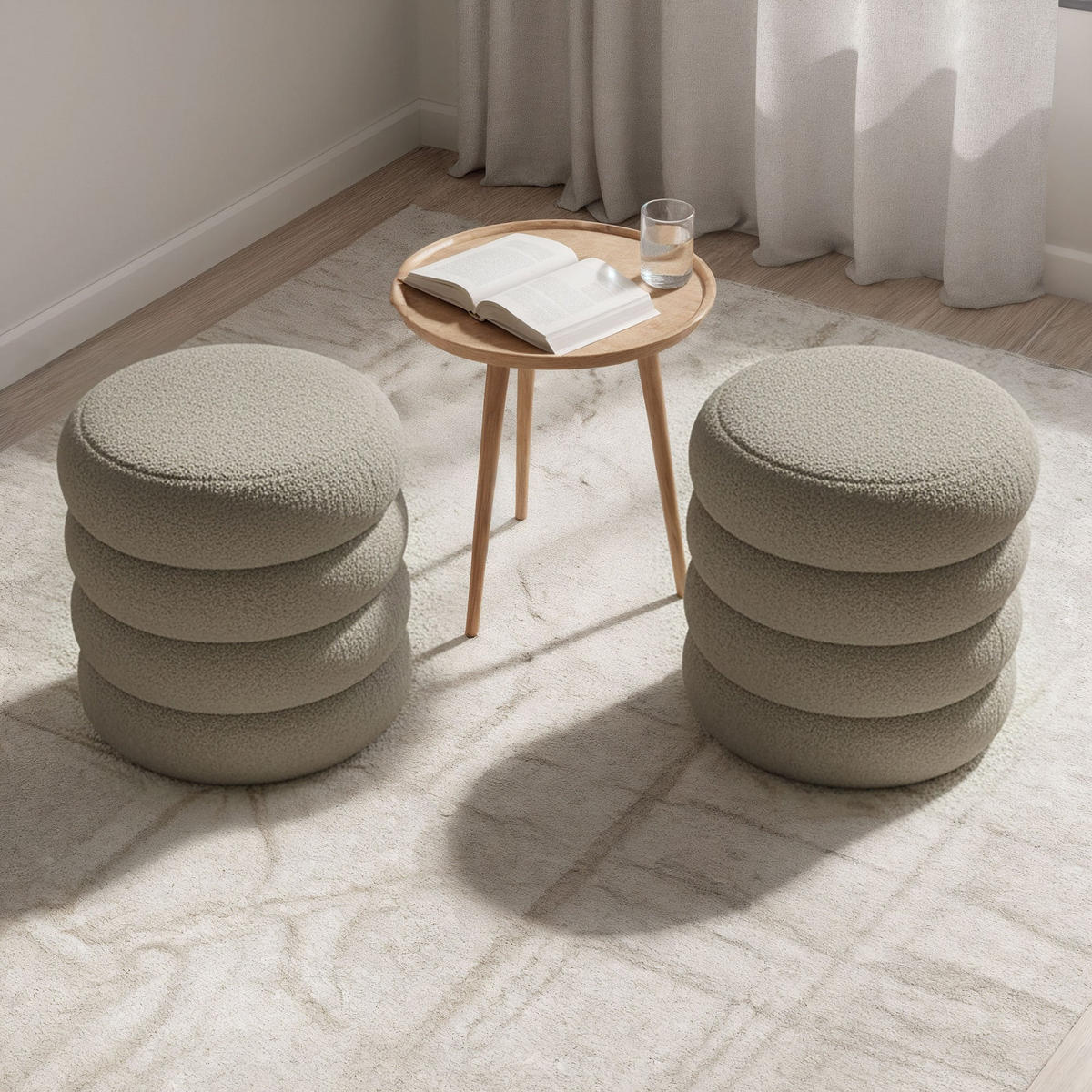 POLSTERHOCKER mit Stauraum Olive - Hellgrün, Textil (42/45/42cm) - RAUMHIRSCH FURNITURE