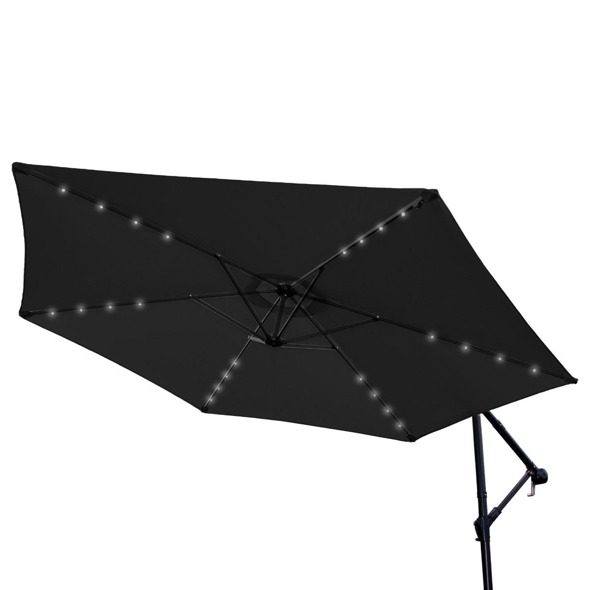 SONNENSCHIRM 300cm LED Ampelschirm mit fächerförmigem Sockel - Grau - Grau, Textil (300/300cm) - Monstershop
