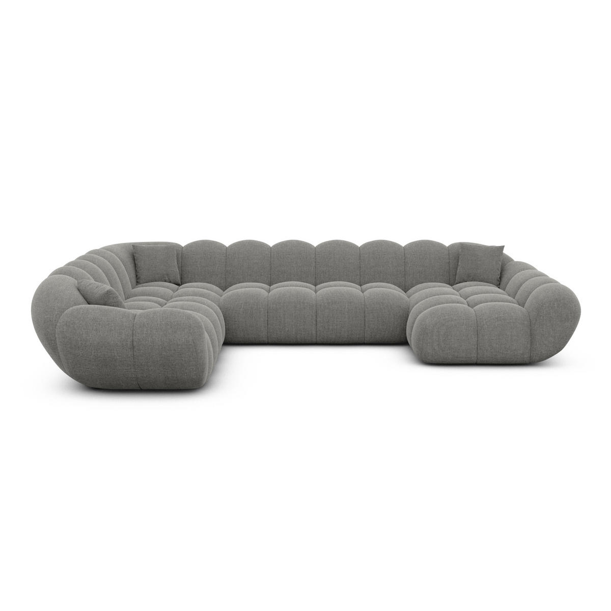 WOHNLANDSCHAFT Liva Grau Strukturstoff U-Form XXL Rechts - Grau, Textil (258/70/323cm) - VAROYAL