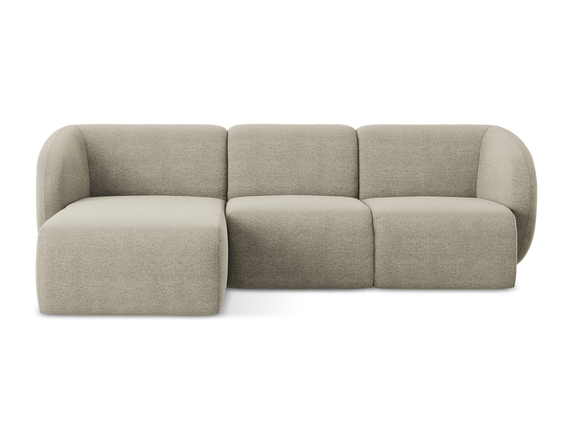 ECKSOFA Links Bouclé Stoff Grau - Taupe/Schwarz, Holzwerkstoff/Kunststoff (248/166cm) - Makamii