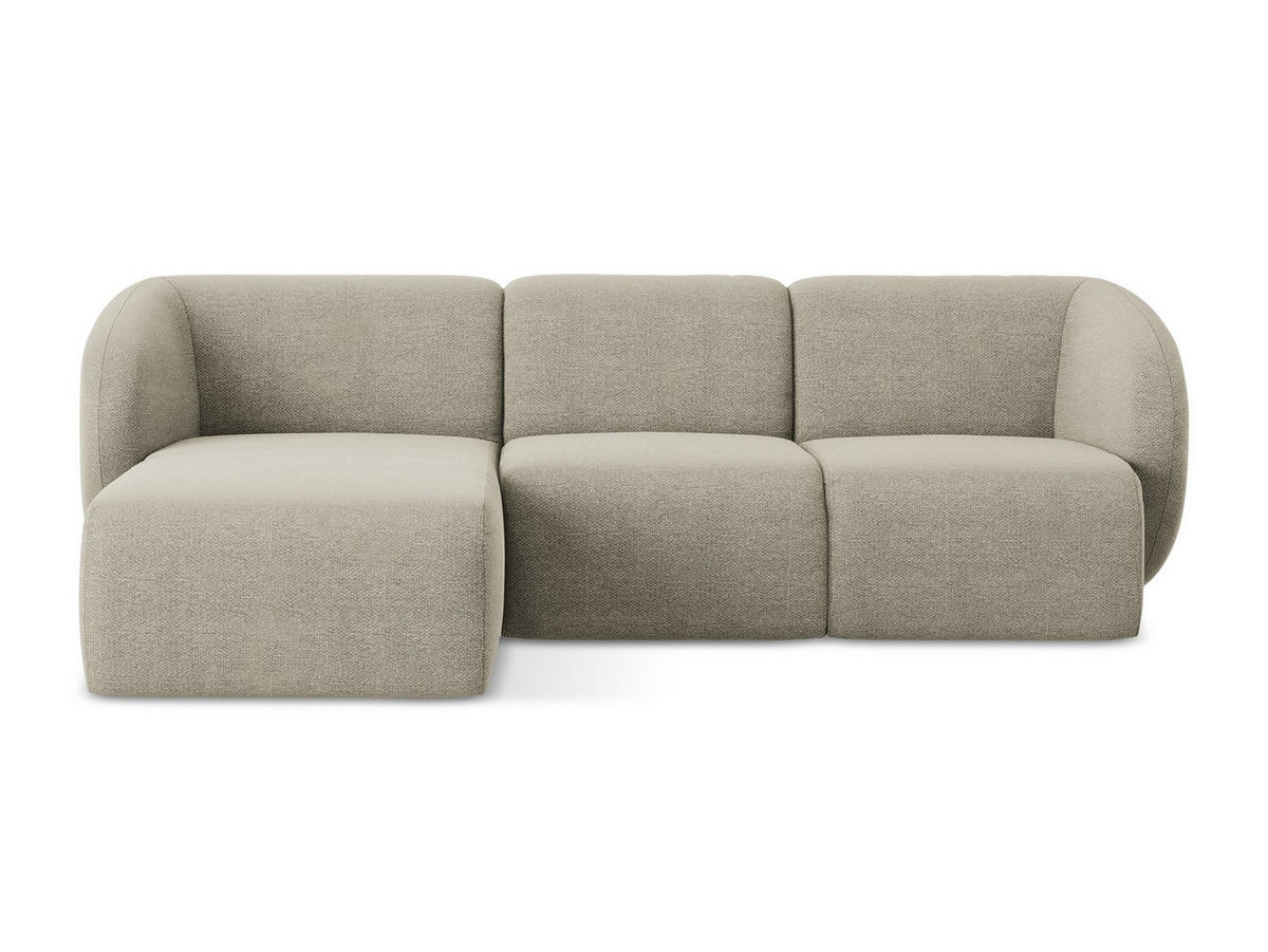 ECKSOFA Links Bouclé Stoff Grau - Taupe/Schwarz, Holzwerkstoff/Kunststoff (248/166cm) - Makamii
