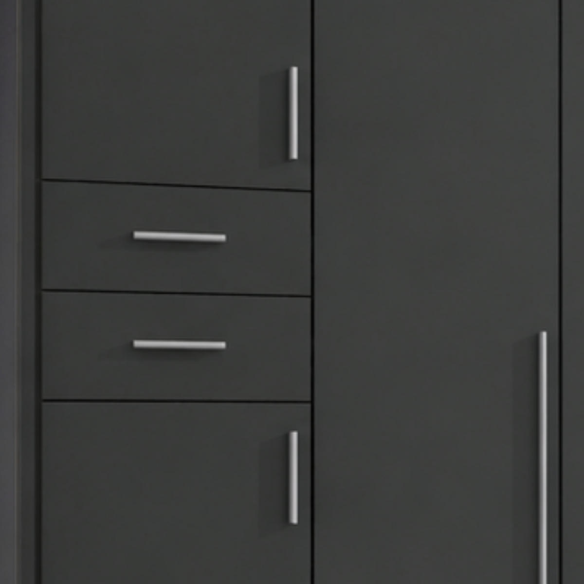 DREHTÜRENSCHRANK Kleiderschrank B313/H210/T58 cm mit Schubkästen & Passepartout & 3 Spiegeltüren, Grafit / 22583 - Silberfarben/Graphitfarben, Holzwerkstoff/Kunststoff (313/210/58cm) - luma-home