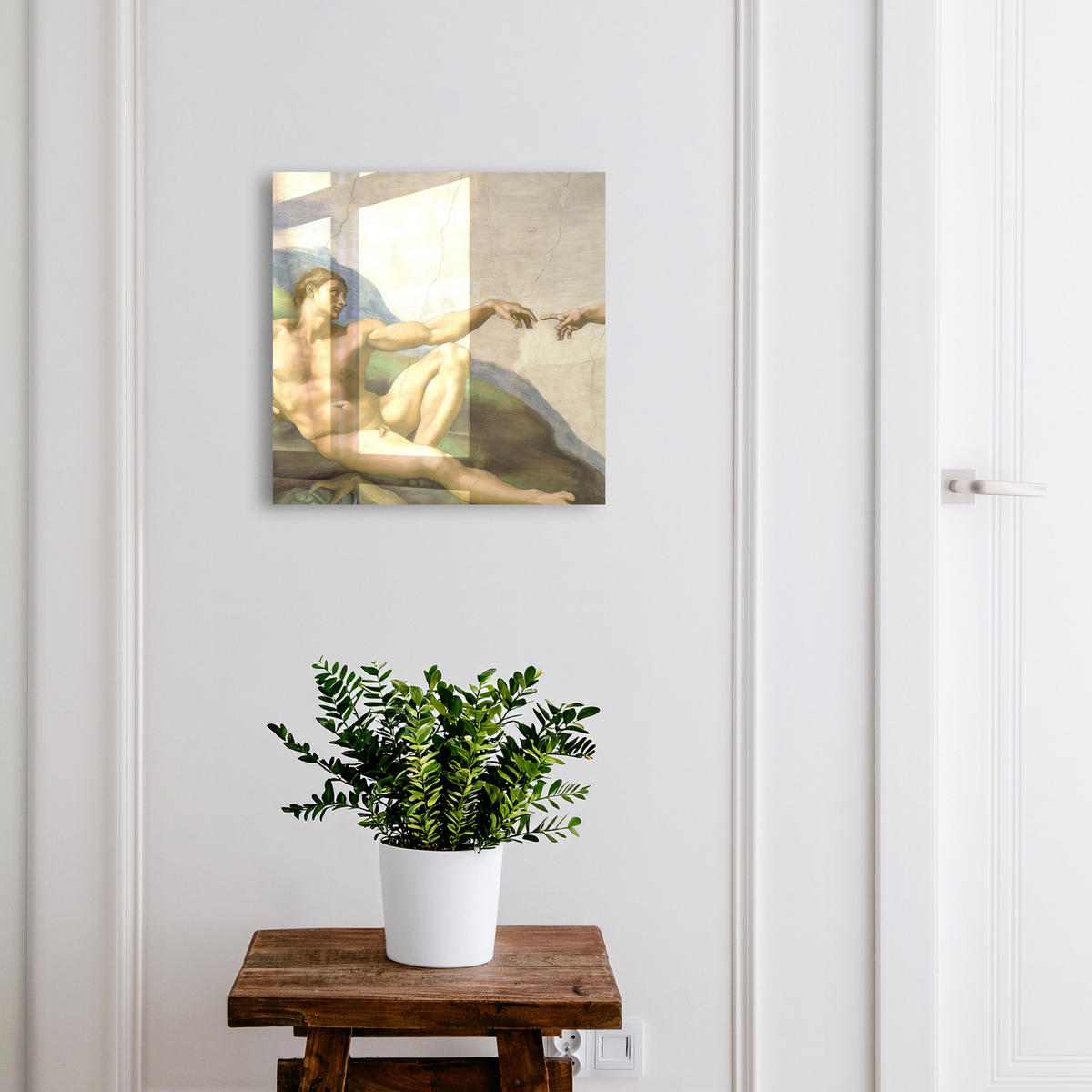 SCHLÜSSELBOX Weiß 30x30 cm – Türöffnung nach rechts - Klassische Kunst - Beige, Metall (30/30/5cm) - TULUP