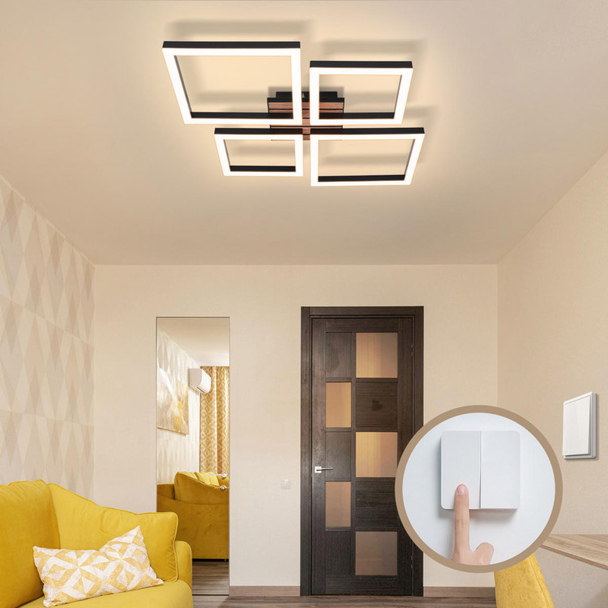 LED stropní svítidlo 45,5/48/6 cm - černá, kov (48/45.5/6cm) - Nettlife
