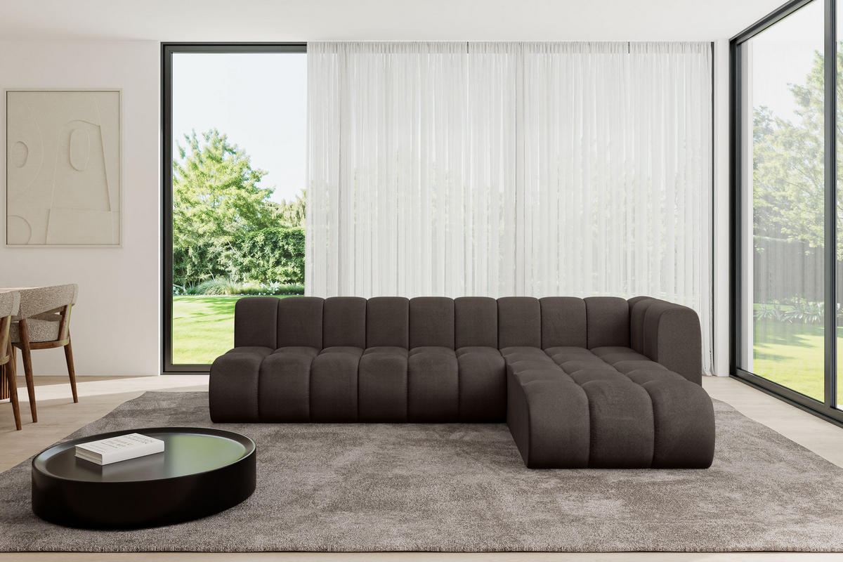 ECKSOFA modulares Sofa Darnel-L2 - 296x177x70 cm Braun - Braun, Holzwerkstoff/Textil (296/177cm) - ALTDECOR